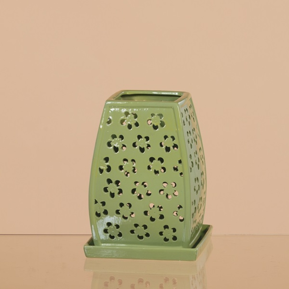 *6.5"H Ceramic Tealight Candle Holder Luminary #94331 (NWT)